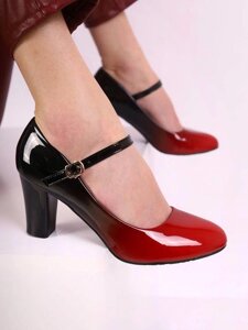 Туфлі жіночі червоні з чорним на підборах Т1669