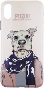 Чехол-накладка PUZOO TPU Glossy Shiny Powder Art dog iPhone X Brown Aboo