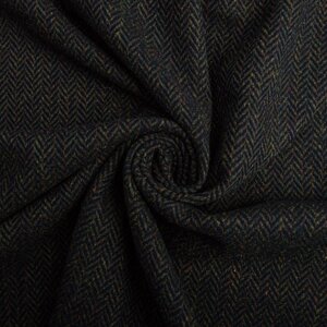 Ткань костюмная HW-3222 Елочка кашемір чорний оливка