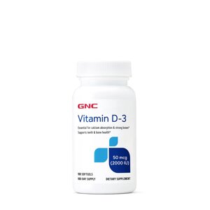 Вітаміни та мінерали GNC Vitamin D3 2000 IU, 180 капсул