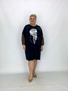 Ошатна жіноча Сукня "Коса" Великого розміру з принтом Батал Довга Вільна туніка Оверсайз 62-78