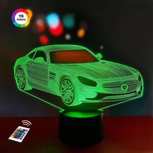 3D нічник "Автомобіль 40" (ВОЛІЧНЕ ЗОБРАЖЕННЯ)+ мережевий адаптер + батарейки (3ААА)  3DTOYSLAMP