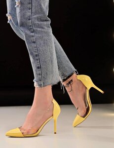 Туфлі жіночі жовті на підборах Т1527