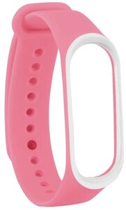 Ремешок UWatch Double Color Replacement Silicone Band For Xiaomi Mi Band 3/4 Pink/White Line
