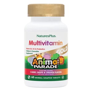 Вітаміни та мінерали Natures Plus Animal Parade Gold, 60 жувальних таблеток Асорти смаків