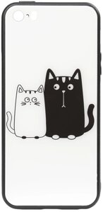 Чехол-накладка TOTO Cartoon Print Glass Case Apple iPhone SE/5s/5 Cats White/Black