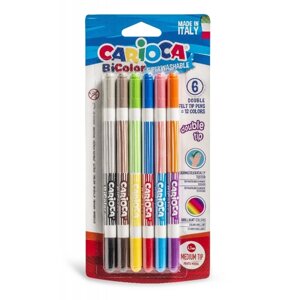 Фломастери двосторонні для малювання Carioca Bi-Color 42269 12 кольорів