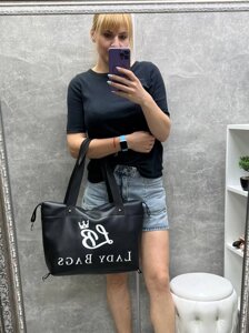 Чорна велика спортивна/дорожня сумка Lady Bags на блискавці (5103)