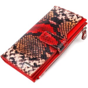 Функціональний жіночий гаманець з натуральної шкіри з тисненням під змію CANPELLINI 21638 Різнокольоровий