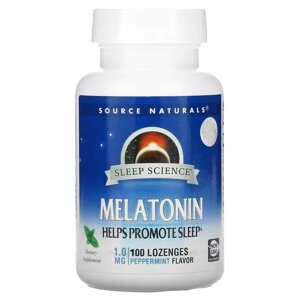 Натуральна добавка Source Naturals Melatonin 1mg Sleep Science, 100 льодяників М'ята