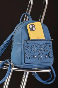 Жіночий маленький рюкзак блакитний код 7-16