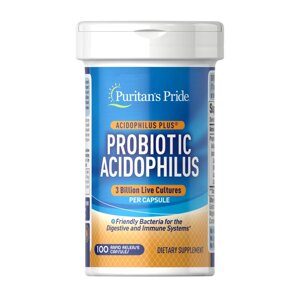 Пробіотики і пребіотики Puritan's Pride Probiotic Acidophilus 3 billion, 100 капсул