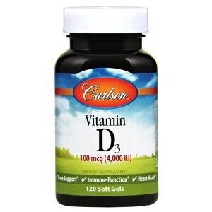 Вітаміни та мінерали Carlson Labs Vitamin D3 4000 IU, 120 капсул