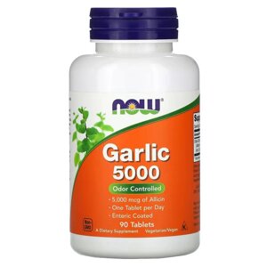 Натуральна добавка NOW Garlic 5000, 90 таблеток