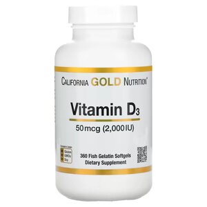Вітаміни та мінерали California Gold Nutrition Vitamin D3 50 mcg, 360 рибних капсул