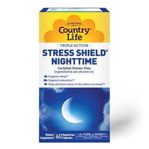 Натуральна добавка Country Life Stress Shield Nighttime, 60 капсул