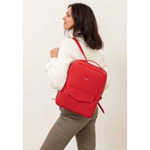 Шкіряний міський жіночий рюкзак на блискавці Cooper червоний