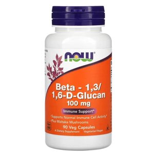 Натуральна добавка NOW Beta-1.3/1.6-D-Glucan 100 mg, 90 вегакапсул