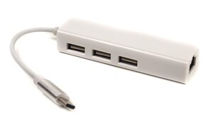 Перехідник PowerPlant USB 3.1 Type-C - 3 порти USB 2.0 + Ethernet