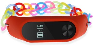 Ремешок UWatch Fashion Rainbow Color Elastic Stretch Replacement Silicone Strap For Xiaomi Band 2 Red