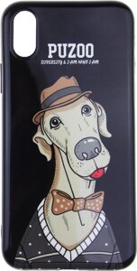 Чехол-накладка PUZOO TPU Glossy Shiny Powder Art dog iPhone X Black Bean
