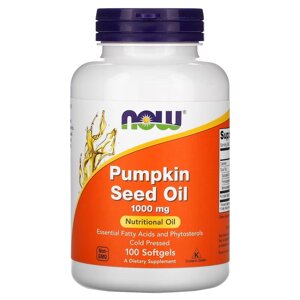 Натуральна добавка NOW Pumpkin seed oil 1000 mg, 100 капсул