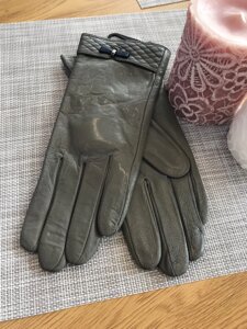 Жіночі шкіряні рукавички Сірі Середні 3-375