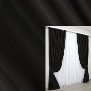 Комплект (2шт. 1х2,9м.) штор із тканини блекаут, колекція "Midnight". Колір чорний. Код 1165ш 31-446