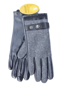 Жіночі комбіновані рукавички шкіра+тканина 709s2