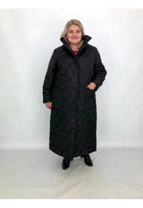 Пальто жіноче стьобане довге в підлогу "Панянка" великі розміри 66-68, 70-72, 74-76