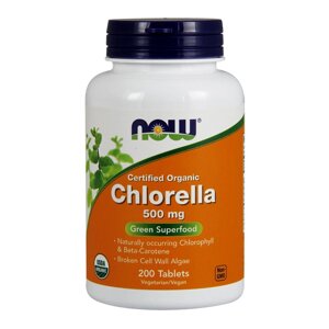 Натуральна добавка NOW Chlorella 500 mg, 200 таблеток