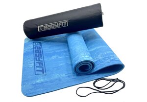 Килимок для йоги та фітнеса EasyFit PER Premium Mat 8 мм синій + Чохол