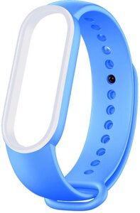 Ремешок UWatch Double Color Replacement Silicone Band For Xiaomi Mi Band 5/6/7 Light Blue/White Line