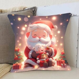 Подушка 3D новорічна Затишна подушка з Дідом Морозом 3166_D 14431 35х35 см