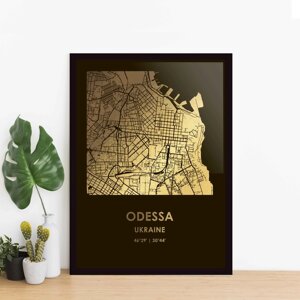 Постер "Одесса / Odessa" фольгований А3, gold-black, gold-black, англійська