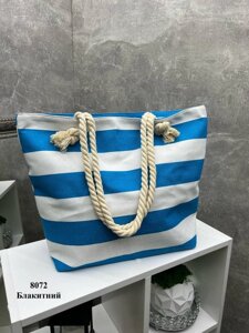 АКЦІЯ! Блакитна — велика літня пляжна сумка, матеріал — льон (8072)