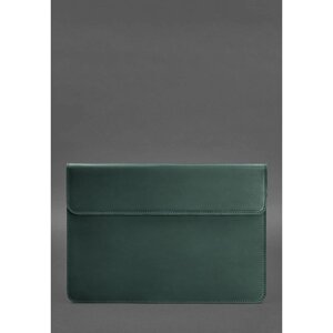 Шкіряний чохол-конверт на магнітах для MacBook 14 Зелений Crazy Horse
