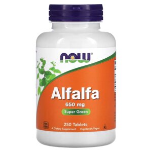 Натуральна добавка NOW Alfalfa 650 mg, 250 таблеток