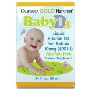 Вітаміни та мінерали California Gold Nutrition Baby Vitamin D3 400 IU, 10 мл