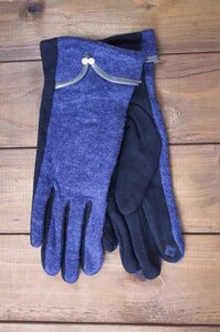Жіночі стрейчеві рукавички сині 9-1805-3