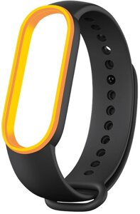 Ремешок UWatch Double Color Replacement Silicone Band For Xiaomi Mi Band 5/6/7 Black/Yellow Line