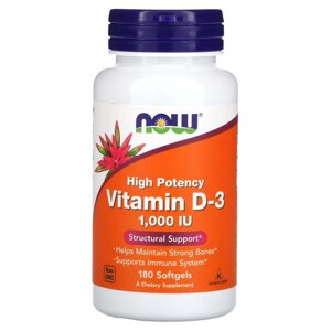 Вітаміни та мінерали NOW Vitamin D3 1000 IU, 180 капсул