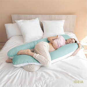 Подушка П-подібна для вагітних і відпочинку ТМ IDEIA 140х75х20 см м'яка ята/білий