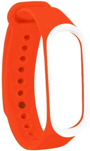 Ремешок UWatch Double Color Replacement Silicone Band For Xiaomi Mi Band 3/4 Orange/White Line