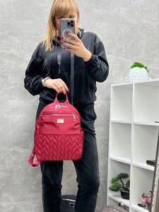 Темний червоний - стильний великий непромокаючий рюкзак з додатковими кишенями (0418)
