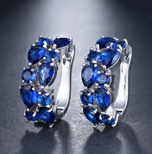 Позолочені сережки із синіми кристалами код 521