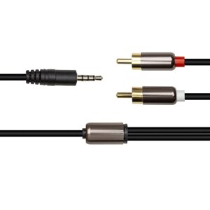 Аудіо кабель PowerPlant 3.5мм Stereo Plug - 2*RCA, 1 м