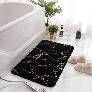 Килимок для ванної кімнати ковзний Bathlux 40х60 см з мармуровим візерунком, Чорний
