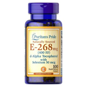 Вітаміни та мінерали Puritan's Pride Vitamin E 400 IU (268 mg) with Selenium Naturally Sourced, 100 капсул