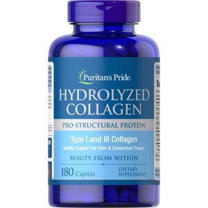 Препарат для суглобів і зв'язок Puritan's Pride Hydrolyzed Collagen, 180 каплет